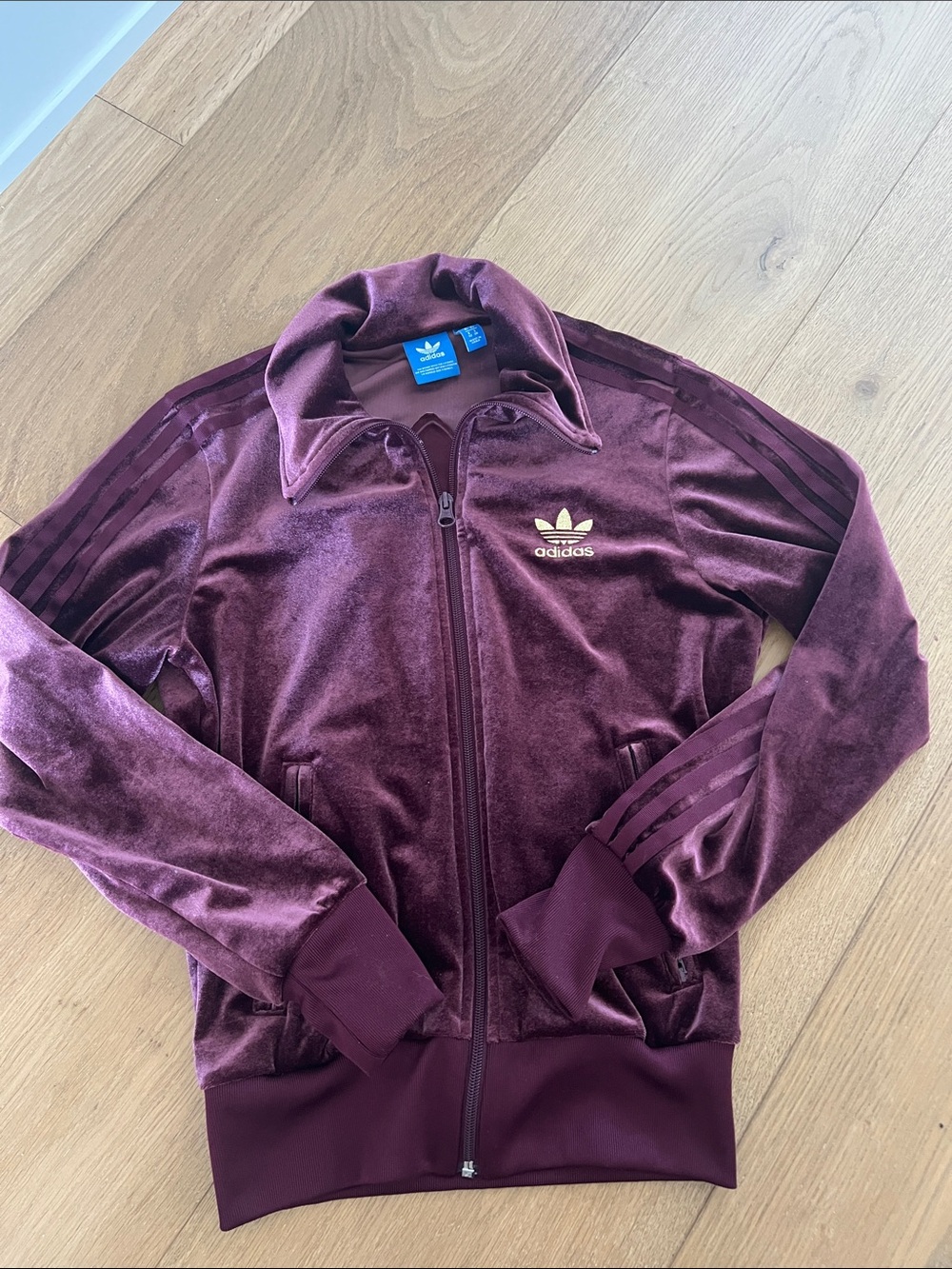 adidas Velvet Trefoil Track Jacket - Burgundy